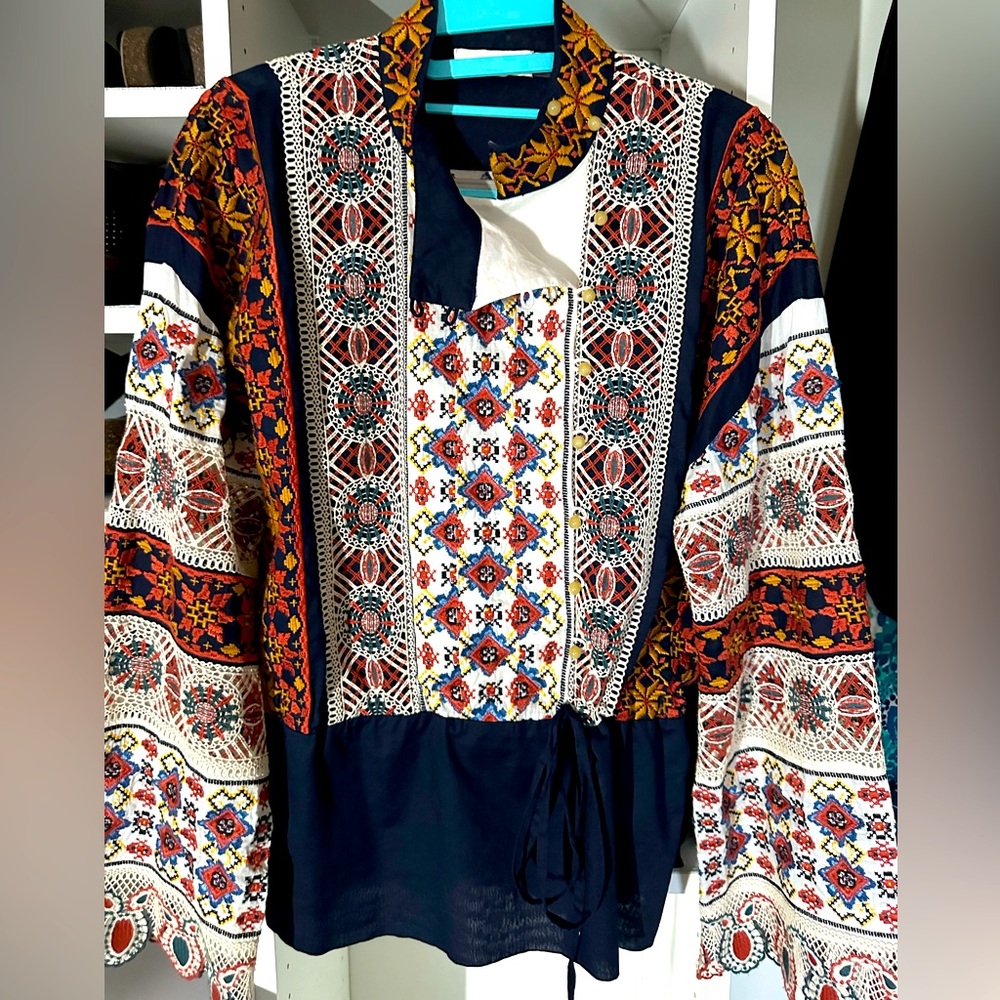 Tory Burch Embroidered Luxury Blouse Sz. 10